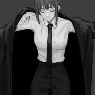 😌 Makima Chainsaw Man อนิเมะ, มังงะ, เชนซอร์แมน, มาคิมะ, แฟนอาร์ต, ขาวดำ telegram sticker