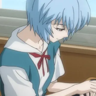 💉 Rei Ayanami Neon Genesis Evangelion anime, Rei Ayanami, Evangelion, postać, niebieskie włosy, mundurek szkolny telegram sticker
