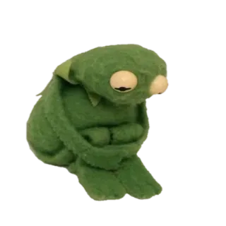 😞 grenouille, triste, marionnette, vert, seul, mélancolique telegram sticker