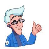 👍 kreskówka, mężczyzna, okulary, kciuk w górę, naklejka telegram sticker