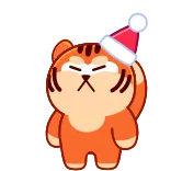 👍 chat, autocollant, animal, mignon, chapeau, dessin animé, orange, festif whatsapp sticker