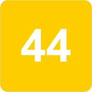 🟨 44 numero, giallo, quadrato, 44, numerico telegram sticker