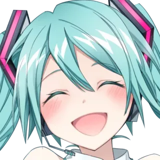 ☺️ Hatsune Miku Anime, Manga, Vocaloid, Hatsune Miku, Charakter, Digitale Kunst, Lächeln telegram sticker