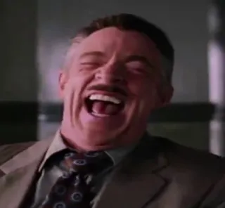 😂 J. Jonah Jameson Spider-Man laughing, man, newspaper, boss, suit telegram sticker