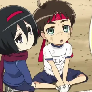 🕶 Eren Yeager Attack on Titan エレン Anime, Chibi, Eren Yeager, Mikasa Ackerman, Attack on Titan, School, schattig telegram sticker