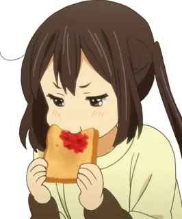 🥪 Аниме, Девочка, Ест, Тост, Джем, Милая, Мультфильм telegram sticker