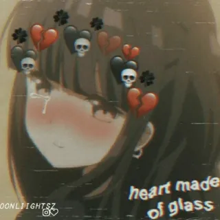 😀 heart made of glass アニメ, 悲しい, 泣く, 失恋, エモい telegram sticker