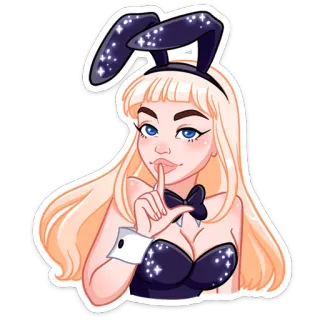 🤫 кролик, девушка, женщина, милый, стикер, костюм, блондинка, сексуальная whatsapp sticker