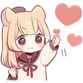 ❤️ 애니메이션, 귀여운, 소녀, 만화, 하트, 카와이, 사랑 telegram sticker