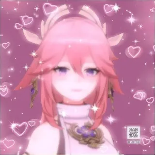💝 Yae Miko Genshin Impact 动漫, 粉色, 爱心, 闪亮, 八重神子, 原神, 游戏角色 telegram sticker