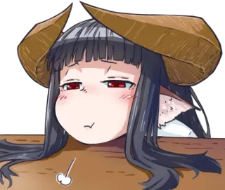 😔 アニメ, 漫画, 女の子, 悪魔, 牛角 telegram sticker