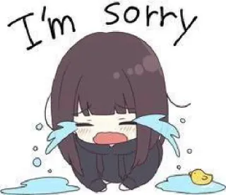 ♥ I'm sorry sad, crying, apology, anime, sorry, chibi, emotional telegram sticker
