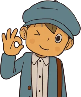 👍 Professor Layton Professor Layton, Video game, Personagem, Piscadela, Sinal de OK telegram sticker