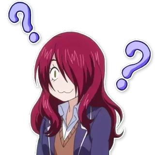 🤔 animé, fille, point d'interrogation, confus, expression, dessin animé whatsapp sticker