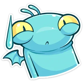 😓 Мультфильм, Монстр, Милый, Синий, Наклейка, Инопланетянин, Смешной telegram sticker