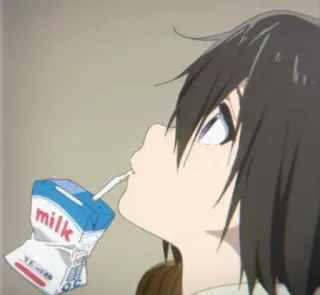 📎 milk milk, drink, anime, cartoon, beverage, girl telegram sticker