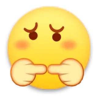 😐 Emoji, Słodki, Nieśmiały, Palce, Rumienić się, Nerwowy telegram sticker