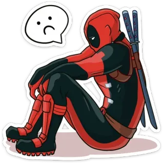 ☹️ Deadpool Deadpool, Marvel, superhéroe, pegatina, triste, cómic whatsapp sticker