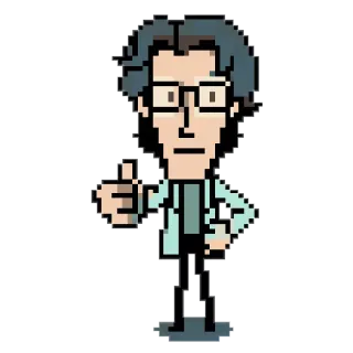 👍 pixel art, character, glasses, thumbs up telegram sticker