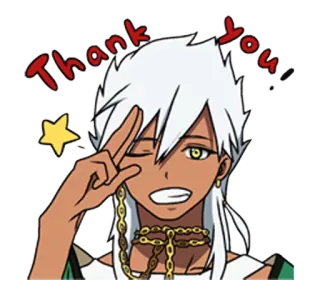 😉 Thank You! 动漫, 角色, 谢谢, 问候, 星星 telegram sticker
