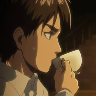 🗡 Eren Yeager Attack on Titan Anime, Eren, Bebendo, Personagem, Ataque dos Titãs whatsapp sticker