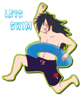 😀 Madara Uchiha Naruto LET'S SWIM Anime, Natação, Verão, Desenho animado, Praia, Piscina, Madara telegram sticker