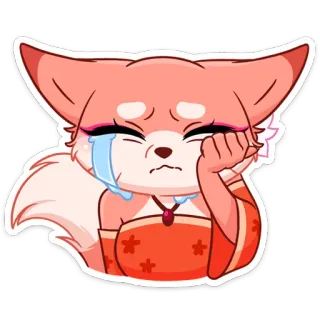 😭 грустный, плачущий, лиса, аниме, мультфильм, слезливый, эмоция, милый telegram sticker