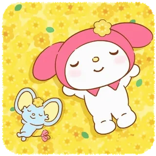 💬 My Melody My Melody, Sanrio, personnage, mignon, kawaii, souris, fleurs telegram sticker