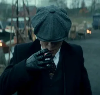🚬 Thomas Shelby Peaky Blinders peaky blinders, cillian murphy, thomas shelby, smoking, flat cap, 1920s telegram sticker