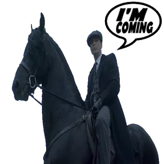 🛴 Tommy Shelby Peaky Blinders I'M COMING peaky blinders, tommy shelby, koń, wkrótce, serial telegram sticker