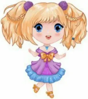 😃 漫画, 人形, 可愛い, 金髪, ちび, 女の子, イラスト telegram sticker