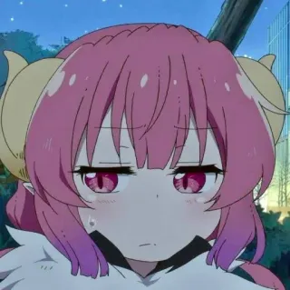 😥 Anime, Rosa Haare, Hörner, Dämon, Mädchen, Cartoon telegram sticker