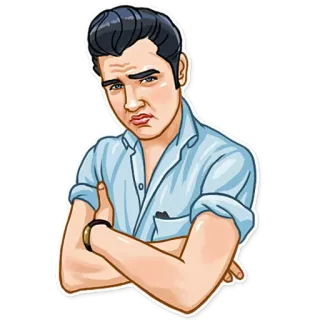 🙁 Elvis Presley 猫王, 埃尔维斯·普雷斯利, 歌手, 国王, 摇滚 telegram sticker
