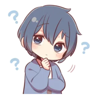 🤔 Anime, Chibi, Myślący, Pytanie, Słodki, Chłopak telegram sticker