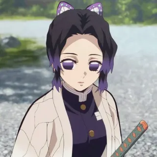 😒 Shinobu Kocho Demon Slayer 애니메이션, 귀멸의 칼날, 코쵸우 시노부, 만화, 캐릭터, 나비, 칼 telegram sticker
