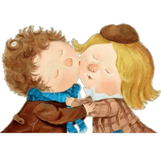 😘 Мультфильм, Поцелуй, Дети, Нежность, Дружба, Любовь whatsapp sticker
