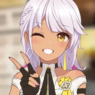 😝 Аниме, Девушка, Подмигивание, Знак мира, Милый, Мультфильм telegram sticker