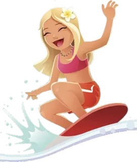 🏄‍♀ surf, spiaggia, estate, oceano, onda, ragazza telegram sticker