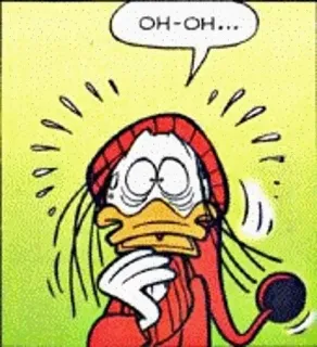 😱 OH-OH... dessin animé, canard, choqué, inquiet, BD telegram sticker