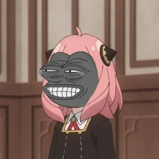 ➖ Anya Forger Spy x Family Anime, Personnage, Spy x Family, Anya Forger, Meme, Pepe la grenouille whatsapp sticker