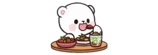 🧆 oso, lindo, comida, comiendo, dibujos animados, sticker whatsapp sticker