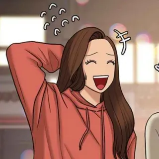 🛍 Cartoon, lächelnd, fröhlich, Hoodie, Frau, Anime, glücklich telegram sticker