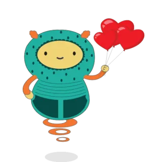❤ personaggio, illustrazione, cartone animato, stravagante, cuori, amore whatsapp sticker
