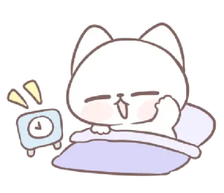 🥱 gato, fofo, sono, despertador, desenho animado whatsapp sticker