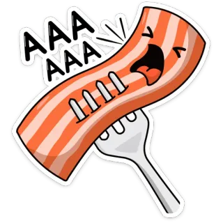 🙈 AAAAAAA Speck, Essen, Gabel, Cartoon, Schreien, Fleisch telegram sticker
