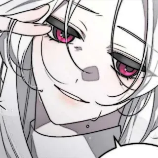 🕊 Аниме, Манга, Персонаж, Белые волосы, Розовые глаза, Лицо telegram sticker