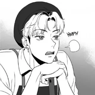 ✉️ HMPH manhwa, black and white, hpmh, beret telegram sticker