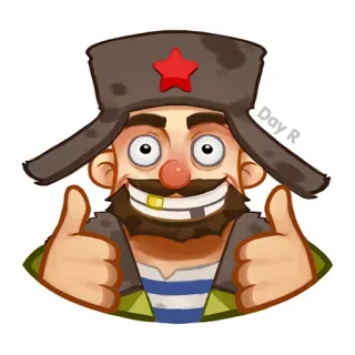 😃 Day R Cartoon, Russisch, Uschanka, Figur, Mann telegram sticker