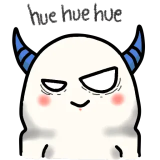 😈 hue hue hue cartoon, demon, cute, blue horns, winking, cheeky telegram sticker
