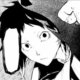 ♠ Anime, Manga, Noir et Blanc, Portrait, Choqué, Personnage telegram sticker
